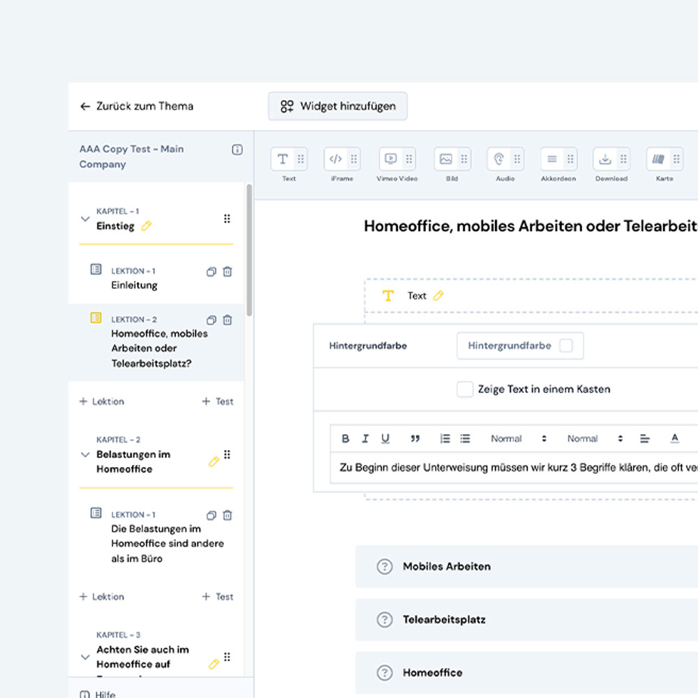 Lernplattform LMS – Content Builder